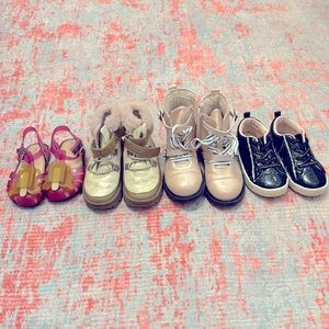 Kids size 8 shoe bundle including like new Mini Melissa’s! 4 pairs total!